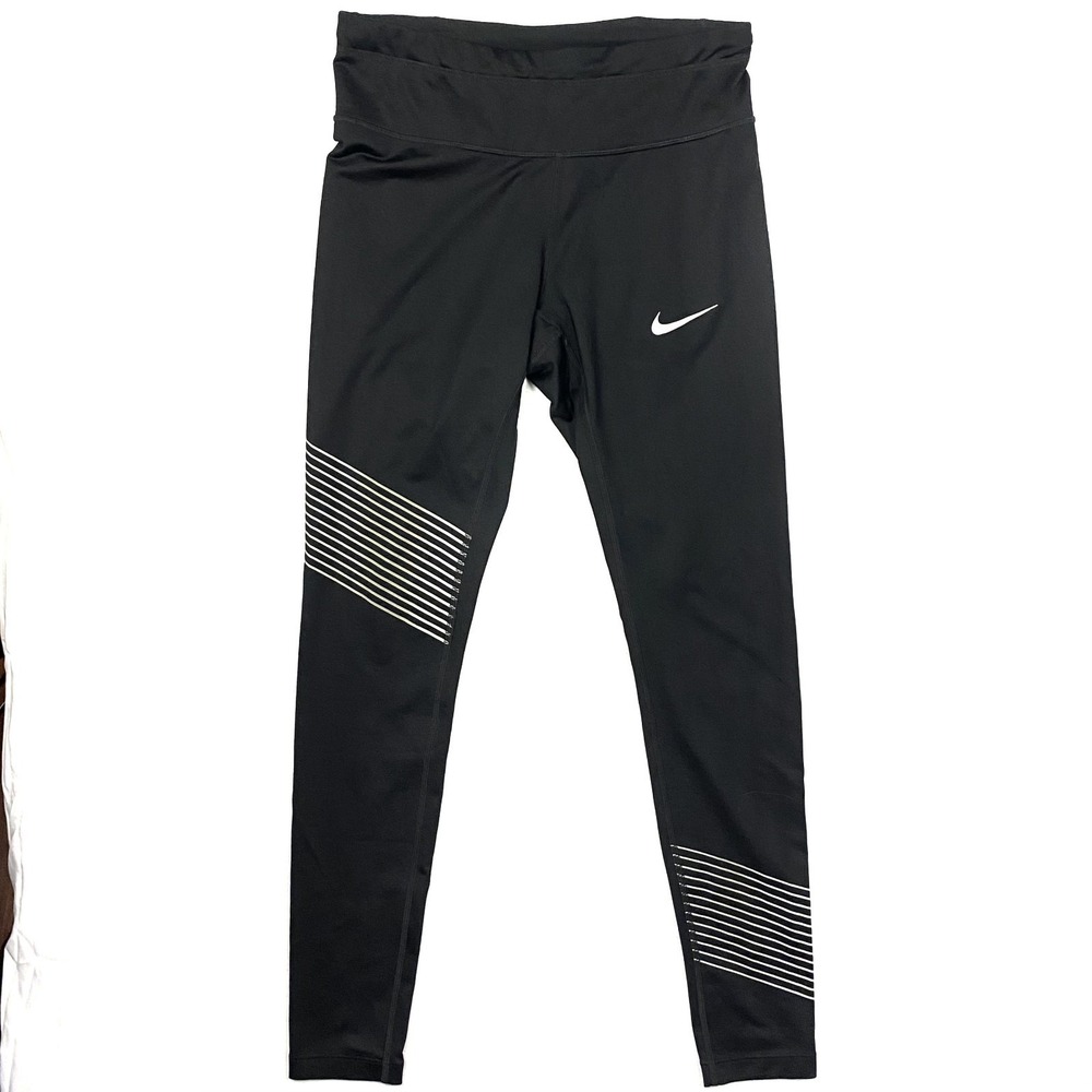 Nike Epic Lux Womens S Black Reflective Stripes Running Leggings Pockets 886956